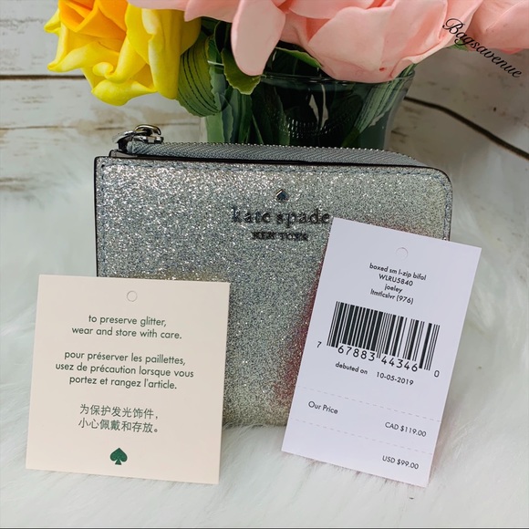 boxed small l-zip silver wallet glitter joeley - Picture 8 of 8